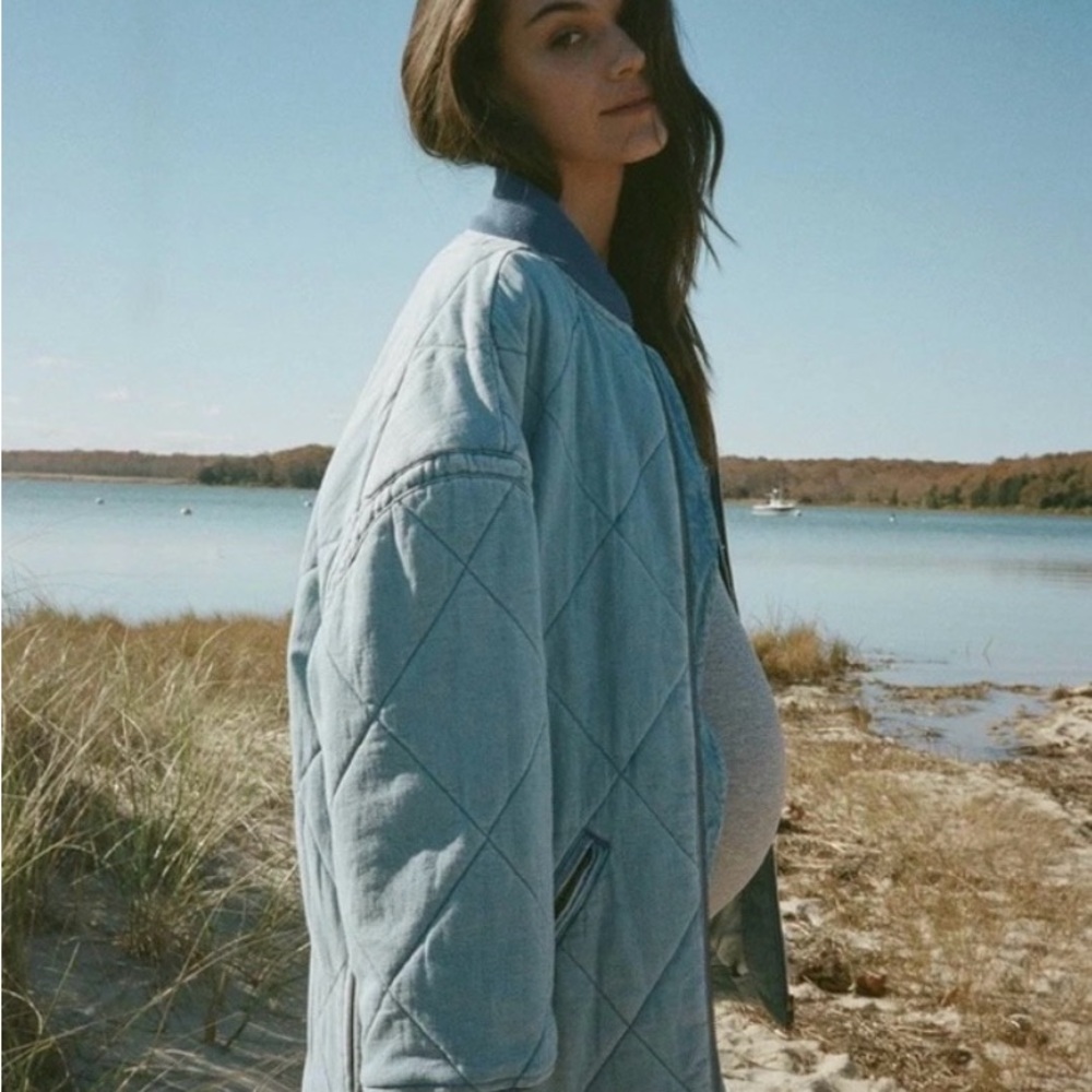 Hatch Blue quilted Denim Maternity Jacket